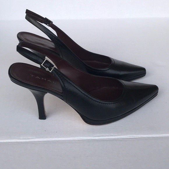 Tahari Shoes - TAHARI Black leather sling back pointed toe heels